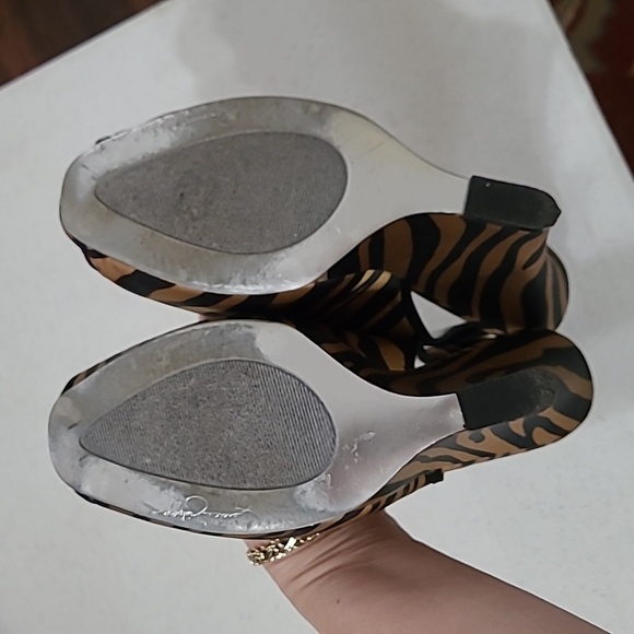 Jessica Simpson PENN opentoe animal print slingback platform wedges size 8.5 - Picture 9 of 11
